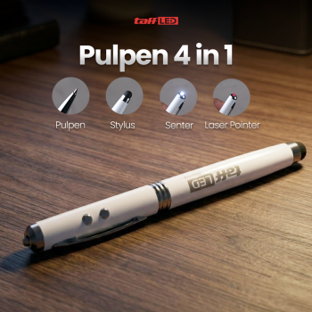 TaffLED Pulpen 4in1 Senter Laser Pointer Pen dan Stylus Tinta Hitam - T0054