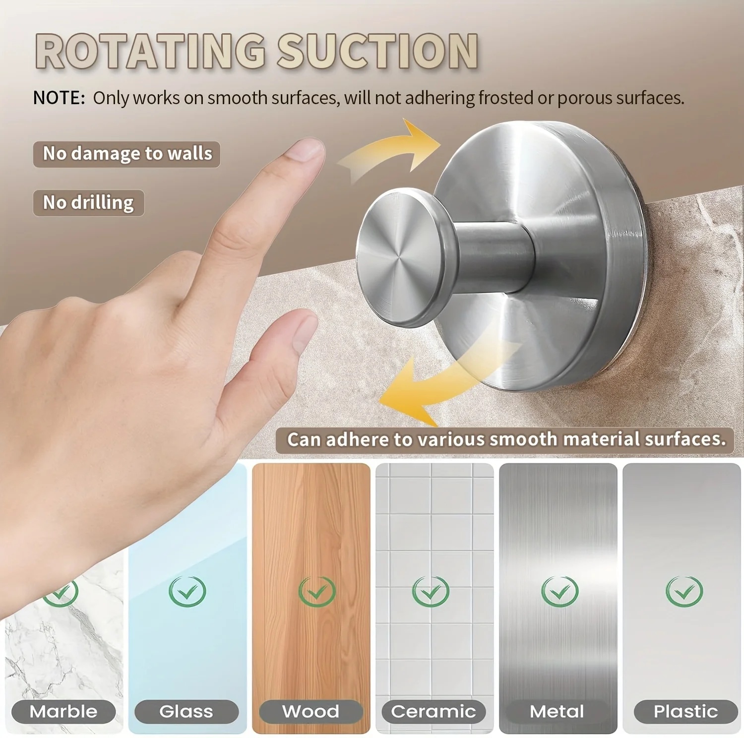 PEUTIER Gantungan Dinding Kapstok Suction Cup Hook Stainless Steel - MT80 Gambar produk PEUTIER Gantungan Dinding Kapstok Suction Cup Hook Stainless Steel - MT80 - 2