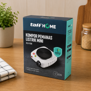 Gambar produk TaffHOME Kompor Listrik 1 Tungku Mini Portable Hot Plate 500W - H1-500-10 - Kemasan