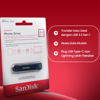 Gambar produk SanDisk Phone Drive USB Type-C Lightning 90MB/s 256GB - SDIXD0N - 2
