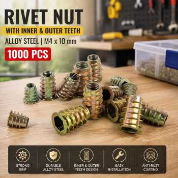 LIUYI Mur Rivet Nut with Inner Outer Teeth Alloy Steel 1000 PCS - JR20