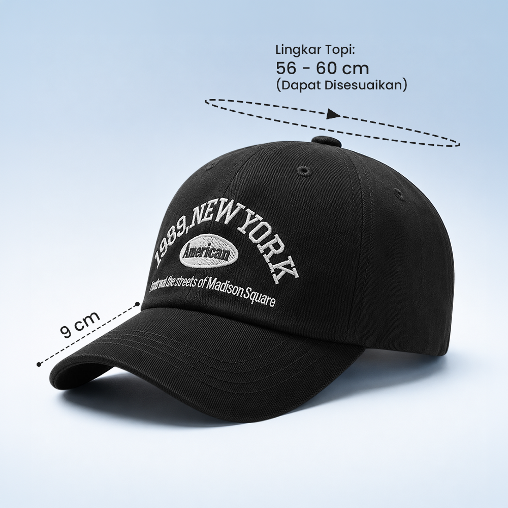 MUJE Topi Baseball Cap Bordir Adjustable 1989 New York - F220 Gambar produk MUJE Topi Baseball Cap Bordir Adjustable 1989 New York - F220 - 7
