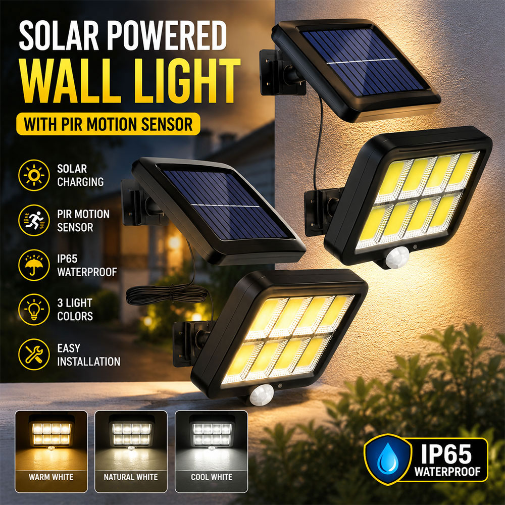FIGH Lampu Dinding Solar Sensor PIR Waterproof 3 Mode Color COB - JX-F56 Gambar produk FIGH Lampu Dinding Solar Sensor PIR Waterproof 3 Mode Color COB - JX-F56 - Utama