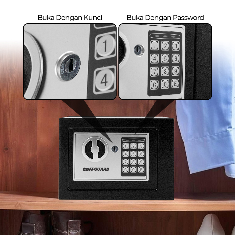 TaffGUARD Kotak Brankas Hotel Mini Password Safe Deposit Box 4.6L - EB30 Gambar produk TaffGUARD Kotak Brankas Hotel Mini Password Safe Deposit Box 4.6L - EB30 - 1