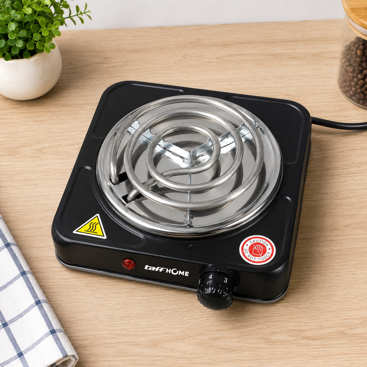 TaffHOME Kompor Listrik 1 Tungku Single Burner Coil Hot Plate 1000W - C1-1000-10 Gambar produk TaffHOME Kompor Listrik 1 Tungku Single Burner Coil Hot Plate 1000W - C1-1000-10 - 2