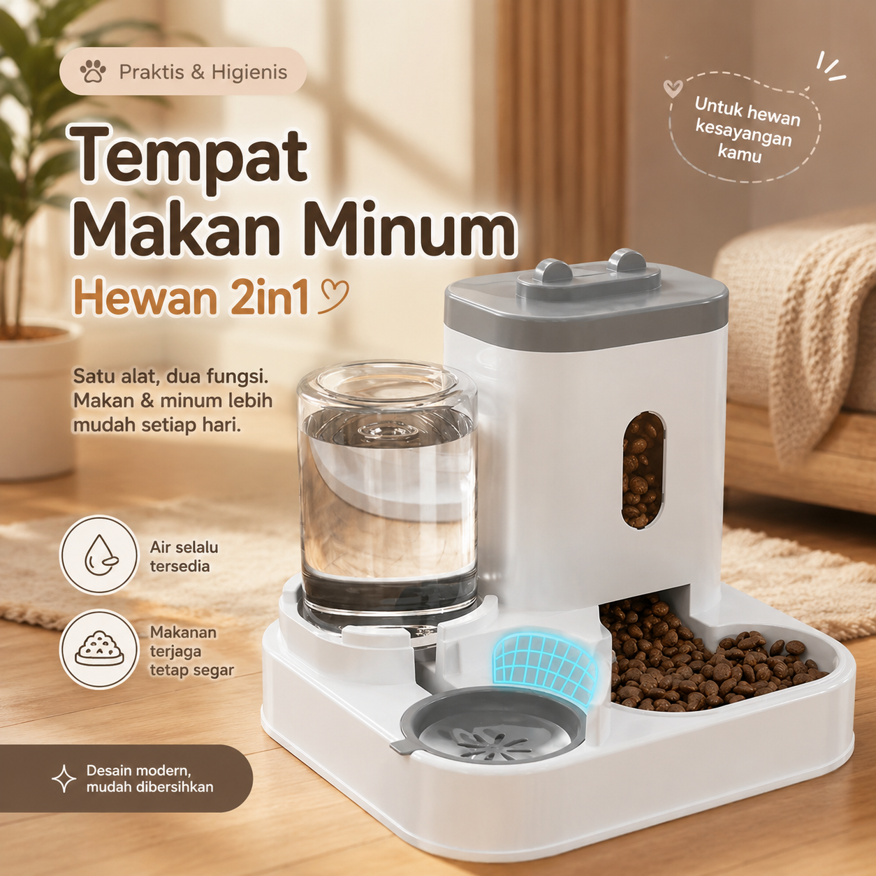 Gambar produk XYNYAN Tempat Makan Minum Anjing Kucing 2in1 Pet Food Water Dispenser - DC-168 - Utama