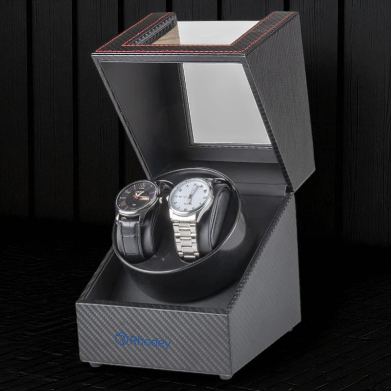 Rhodey Watch Winder Pemutar Jam Tangan Otomatis 3 Mode 2 Slot - W136T Gambar produk Rhodey Watch Winder Pemutar Jam Tangan Otomatis 3 Mode 2 Slot - W136T - 6