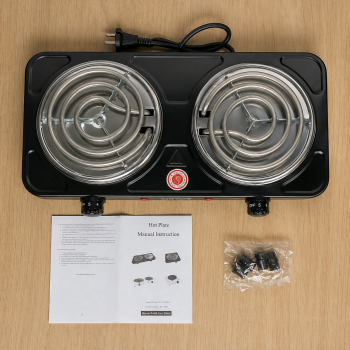 Gambar produk TaffHOME Kompor Listrik 2 Tungku Portable 5 Gear Coil Hot Plate 2000W - C2-2000-20 - 6