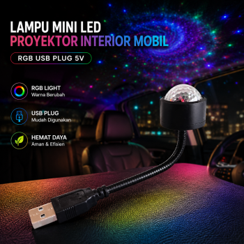 Gambar produk ACNF Lampu Mini LED Proyektor Interior Mobil RGB USB Plug 5V - M9