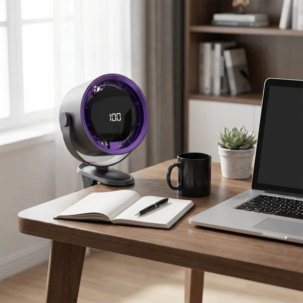 TINSOL Kipas Angin Klip Digital Display Rechargeable Clip Fan 1200mAh - JMF-10 Gambar produk TINSOL Kipas Angin Klip Digital Display Rechargeable Clip Fan 1200mAh - JMF-10 - 4