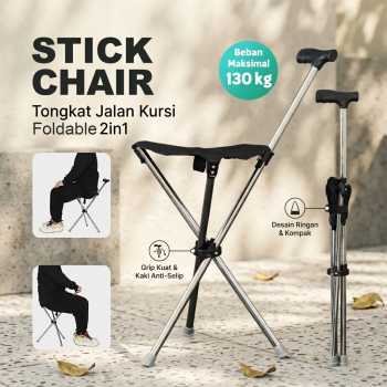 HEIBEI Tongkat Jalan Kursi Lipat 2in1 Foldable Chair Portable 80cm - HB-201