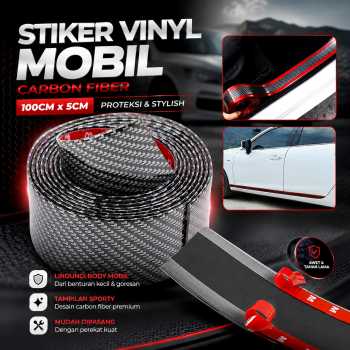 KARLOR Stiker Vinyl Mobil Carbon Fiber Rubber Strip Bumper Guard 100cm - YSB190