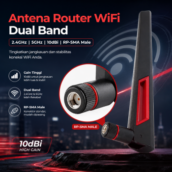 Onelinkmore Antena Router WiFi Dual Band 2.4GHz 5GHz 10dBi RP-SMA Male
