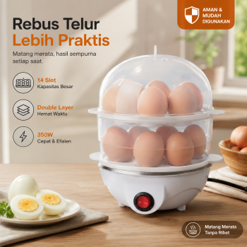 BONIN Alat Rebus Telur Listrik 14 Slot Double Layer Egg Cooker 350W - ZY-30