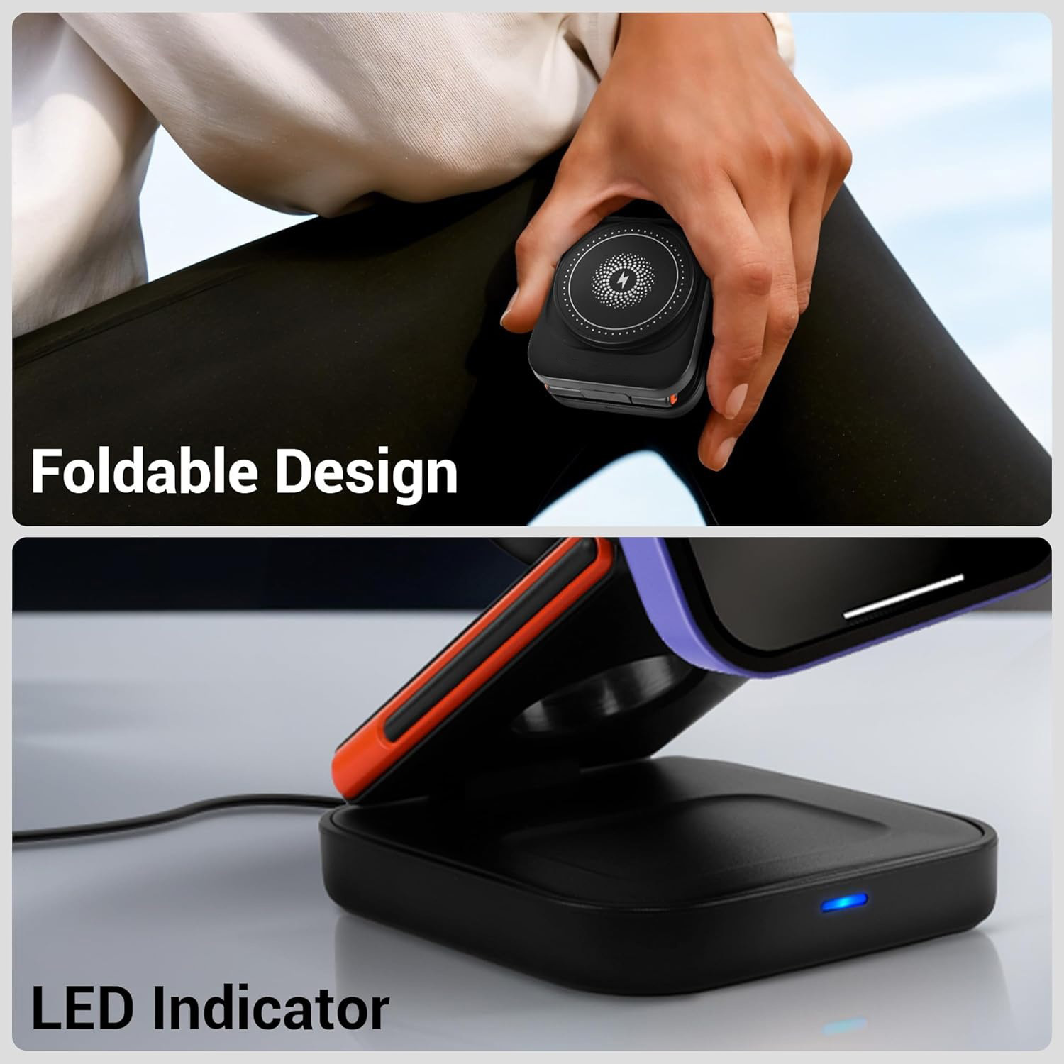 ZEBRONICS Wireless Charger 3in1 Foldable iPhone Apple Watch AirPods - IW20 Gambar produk ZEBRONICS Wireless Charger 3in1 Foldable iPhone Apple Watch AirPods - IW20 - 6