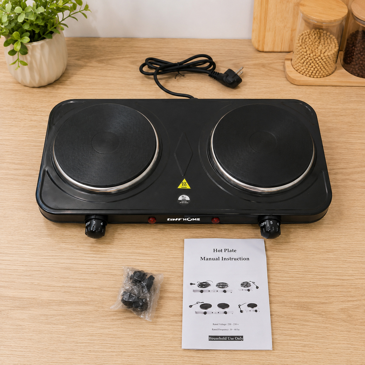 TaffHOME Kompor Listrik 2 Tungku Portable Hot Plate 2000W - H2-2000-04 Gambar produk TaffHOME Kompor Listrik 2 Tungku Portable Hot Plate 2000W - H2-2000-04 - 5