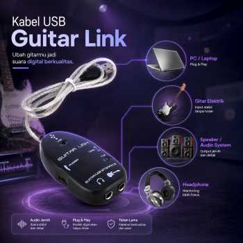 Homeland Kabel USB Gitar Link Audio Cable for PC or Mac 1M - HD031