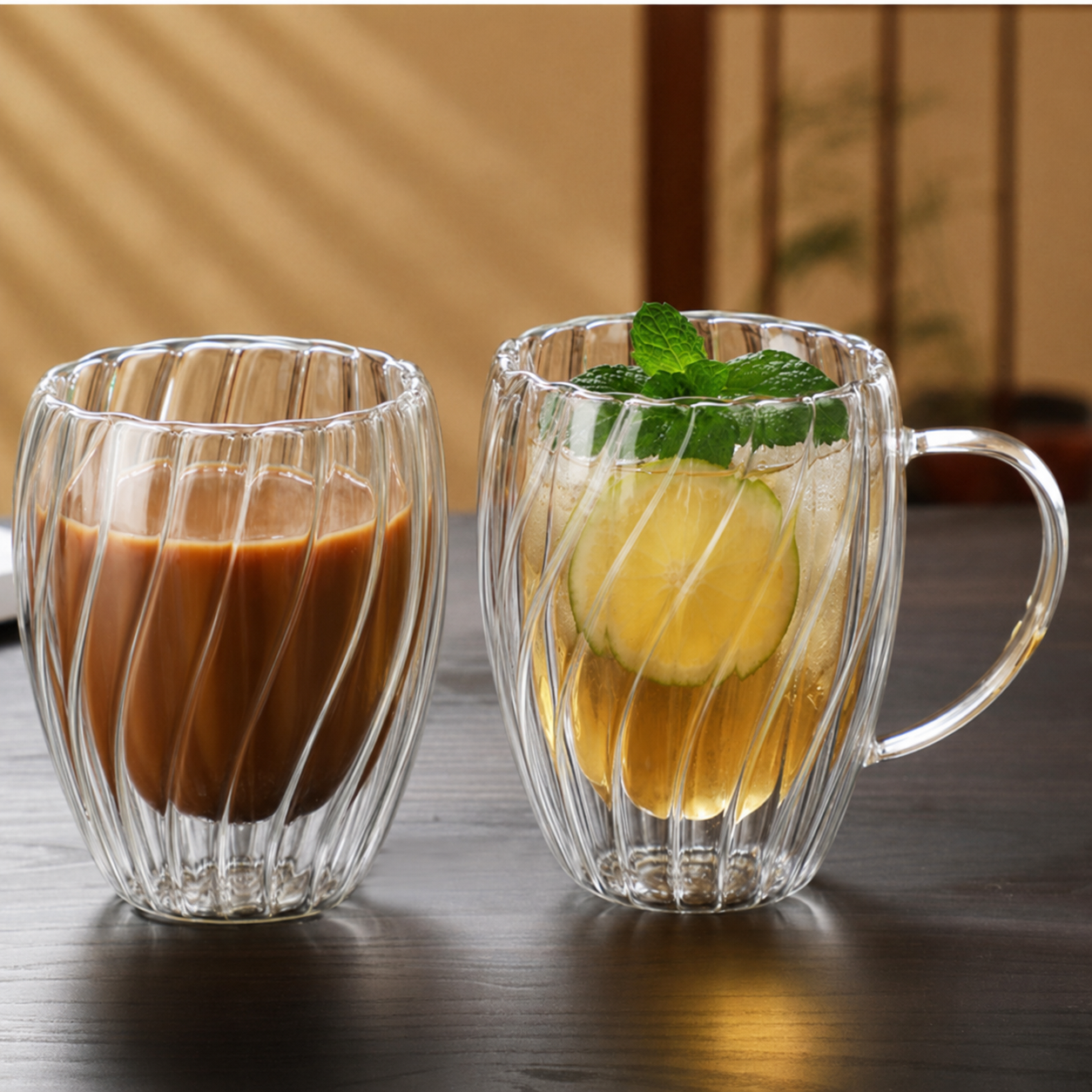 HOTCLOU Cangkir Kopi Kaca Tahan Panas Double Wall Aesthetic Mug 350ml - HT-35 Gambar produk HOTCLOU Cangkir Kopi Kaca Tahan Panas Double Wall Aesthetic Mug 350ml - HT-35 - 2