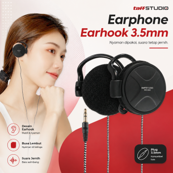 TaffSTUDIO Earhook Earphone HiFi Stereo Kabel Braided Jack 3.5mm 1.2M - MDR-Q940
