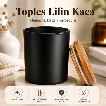 SOMICS Toples Lilin Kaca Candle Glass Jar with Wooden Lid - GL-10