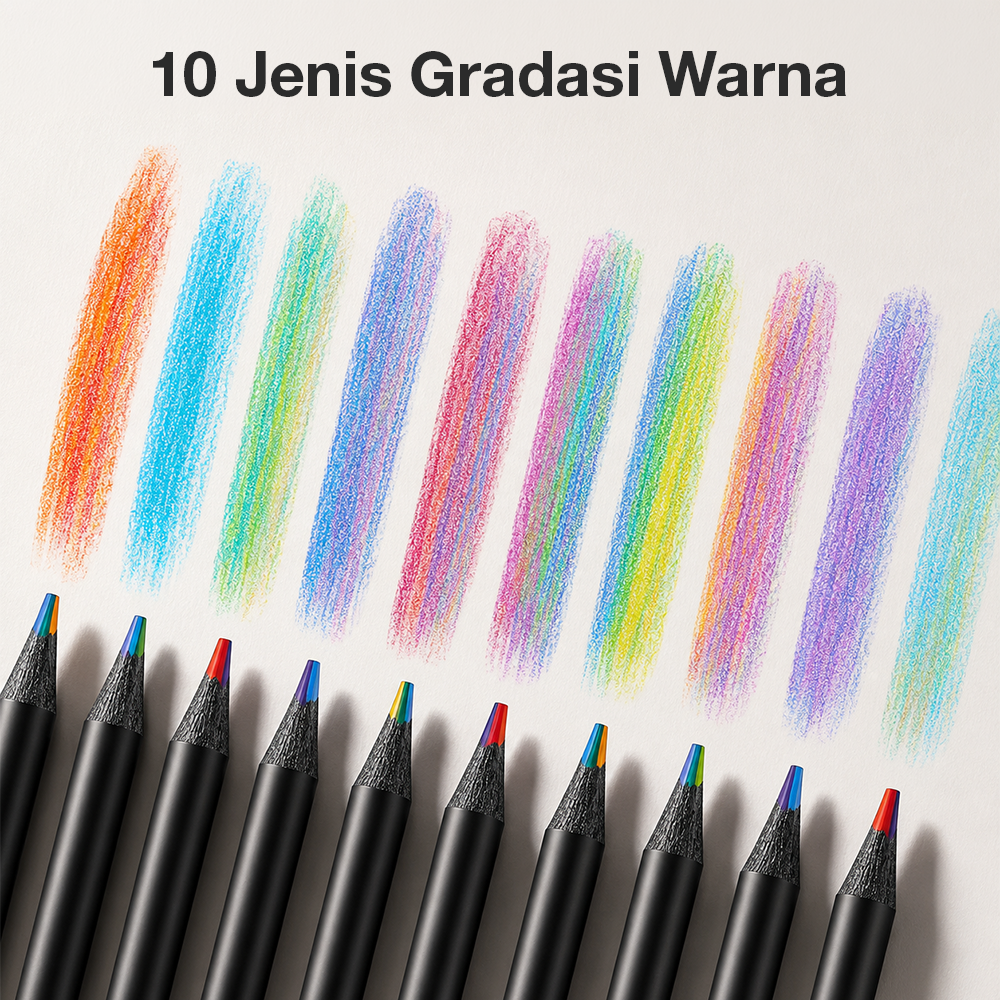 WEBOW Pensil Warna Rainbow Color Pencils Drawing Painting 10 PCS - XP003 Gambar produk WEBOW Pensil Warna Rainbow Color Pencils Drawing Painting 10 PCS - XP003 - 2