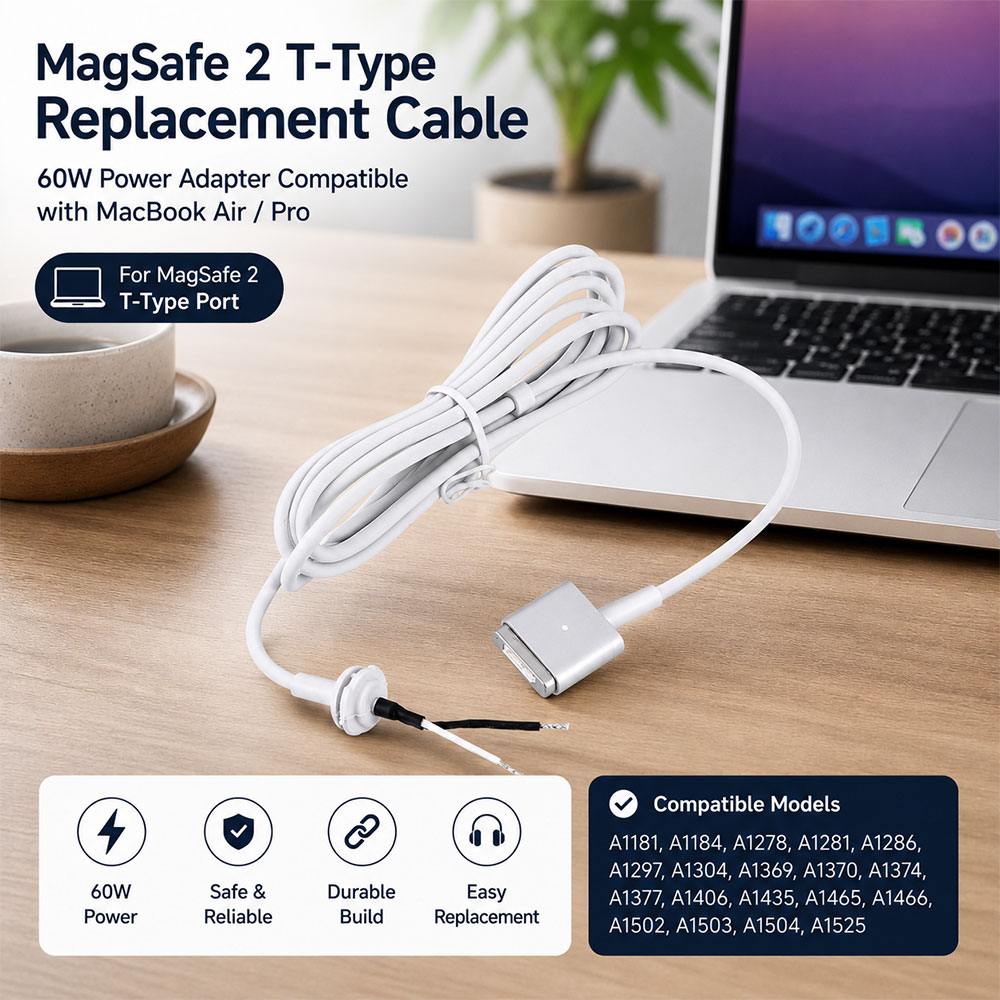 Gambar produk TOBO Kabel Chager Magsafe 2 T-Type Replacement Cable Macbook Air/Pro 60W - AO30 - Utama