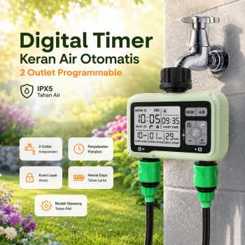 HANCI Digital Timer Keran Air Otomatis 2 Outlet Programmable IPX5 - HCT-326