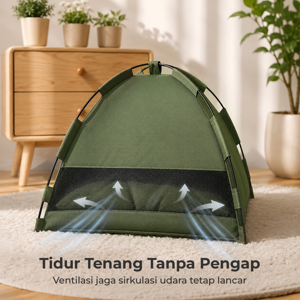 VOOPET Tempat Tidur Kucing Model Tenda Foldable Cat Bed with Pillow Size M - VP2 Gambar produk VOOPET Tempat Tidur Kucing Model Tenda Foldable Cat Bed with Pillow Size M - VP2 - 3