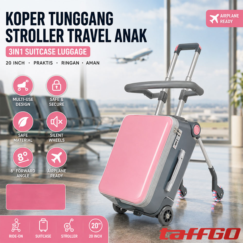 TaffGO Koper Tunggang Stroller Travel Anak Suitcase Luggage 20 Inch - SE80 Gambar produk TaffGO Koper Tunggang Stroller Travel Anak Suitcase Luggage 20 Inch - SE80 - Utama