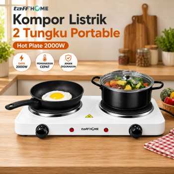 TaffHOME Kompor Listrik 2 Tungku Portable Hot Plate 2000W - H2-2000-04