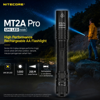NITECORE Senter LED NiteLab UHi 20 Rechargeable IP68 1000 Lumens - MT2A Pro