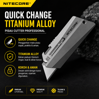 NITECORE Pisau Cutter Quick Change Blade Utility Knife Titanium Alloy - NTK09