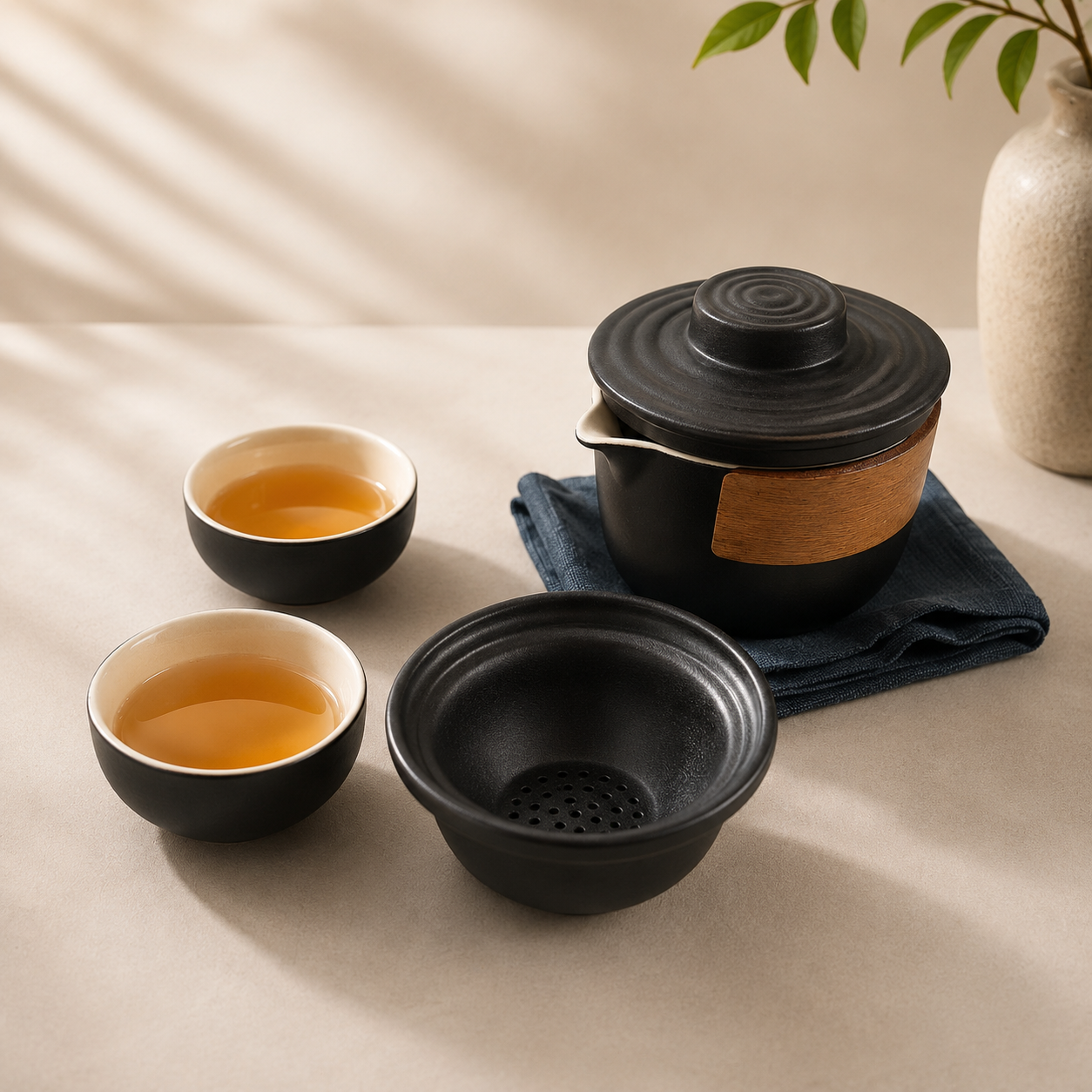 JINGDE Set Teko Gelas Keramik Kopi Teh 1 Teapot 2 Cup Chinese Style - INU59 Gambar produk JINGDE Set Teko Gelas Keramik Kopi Teh 1 Teapot 2 Cup Chinese Style - INU59 - 4