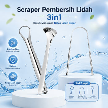 Biutte.co Set Pembersih Lidah 3in1 Tongue Oral Scraper Cleaner - LO33