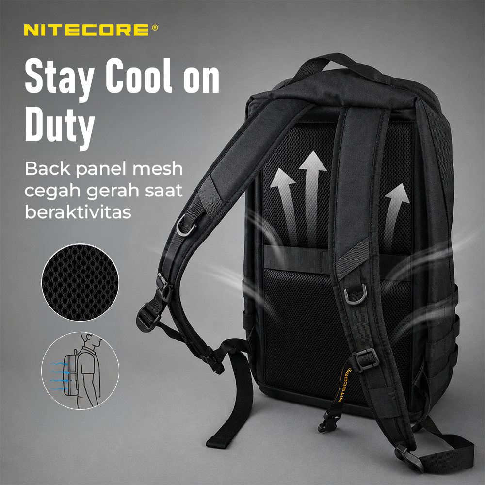 NITECORE Tas Ransel Laptop 15.6 Inch 600D Polyester MOLLE Sistem 23L - BP23 Gambar produk NITECORE Tas Ransel Laptop 15.6 Inch 600D Polyester MOLLE Sistem 23L - BP23 - 5