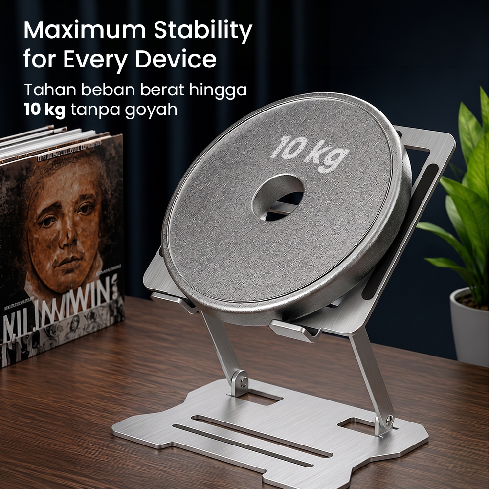 Dawadeslo Stand Laptop Carbon Steel Dudukan Holder Foldable Adjustable - N20 Gambar produk Dawadeslo Stand Laptop Carbon Steel Dudukan Holder Foldable Adjustable - N20 - 5