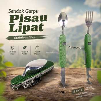 TaffSPORT Sendok Garpu Pisau Lipat Foldable Stainless Steel - SV3