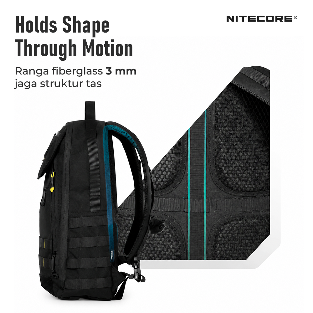 NITECORE Tas Ransel Laptop 15.6 Inch 500D Cordura MOLLE System 23L - BP23 PRO Gambar produk NITECORE Tas Ransel Laptop 15.6 Inch 500D Cordura MOLLE System 23L - BP23 PRO - 5