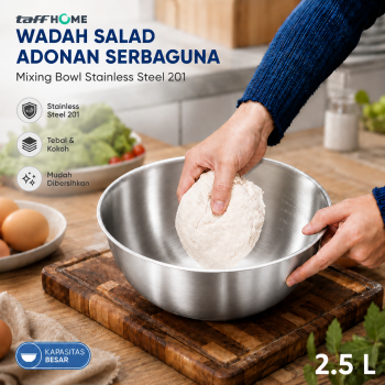 TaffHOME Wadah Salad Adonan Kue Serbaguna Mixing Bowl Stainless Steel - INU69