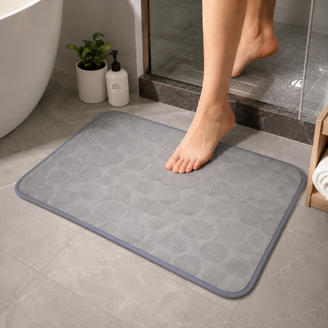 TaffHOME Keset Kamar Mandi Cobble Stone Super Absorbent 60x40cm - Jn39 Gambar produk TaffHOME Keset Kamar Mandi Cobble Stone Super Absorbent 60x40cm - Jn39 - 5