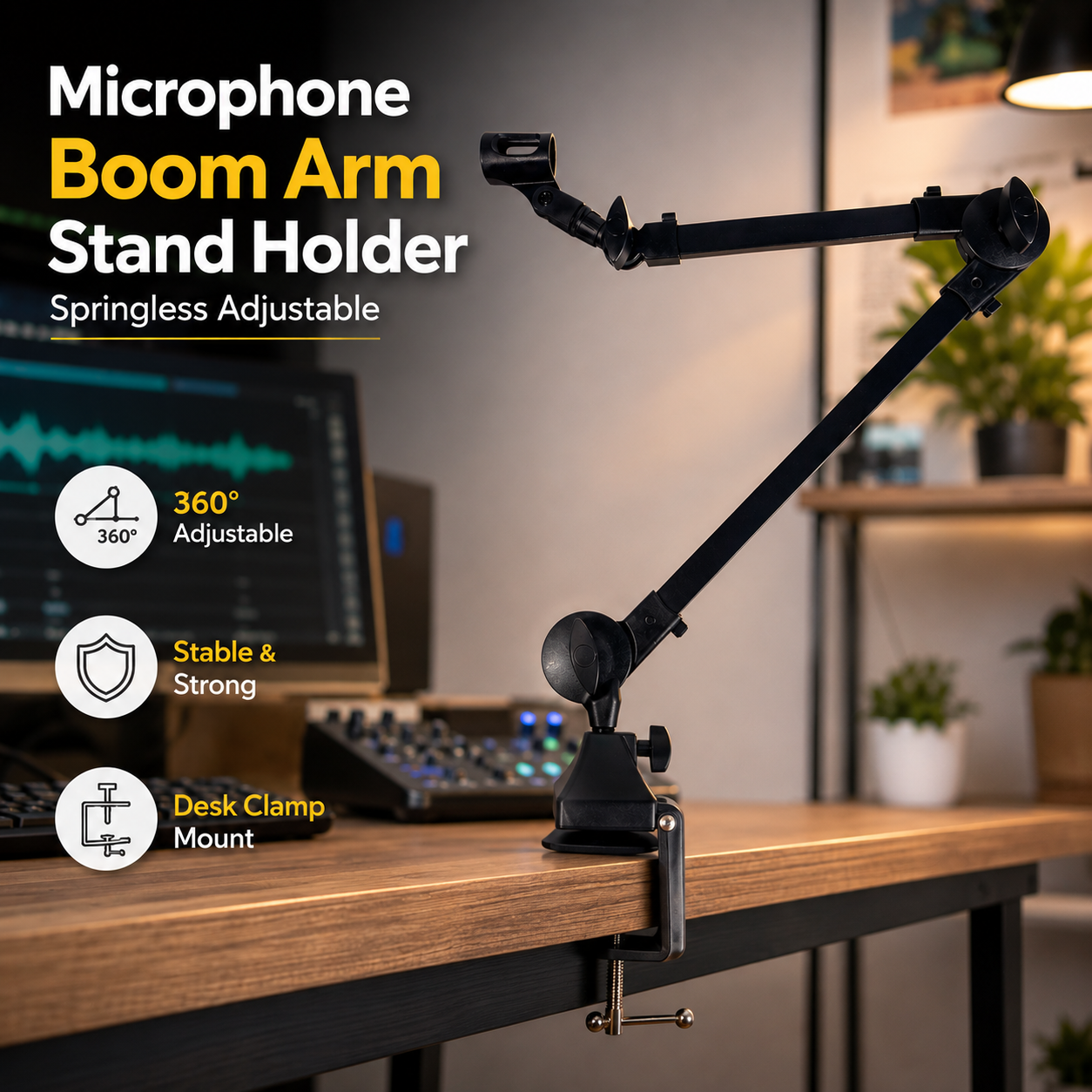 CALANDIS Microphone Boom Arm Stand Holder Springless Adjustable - NB35 Gambar produk CALANDIS Microphone Boom Arm Stand Holder Springless Adjustable - NB35 - Utama