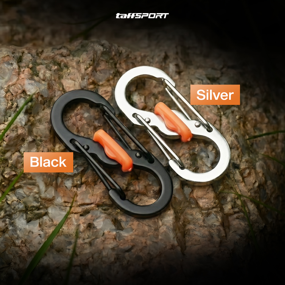 TaffSPORT Carabiner Metal Double Hook Spring Lock Gantungan Kunci 50kg - AT17 Gambar produk TaffSPORT Carabiner Metal Double Hook Spring Lock Gantungan Kunci 50kg - AT17 - 7