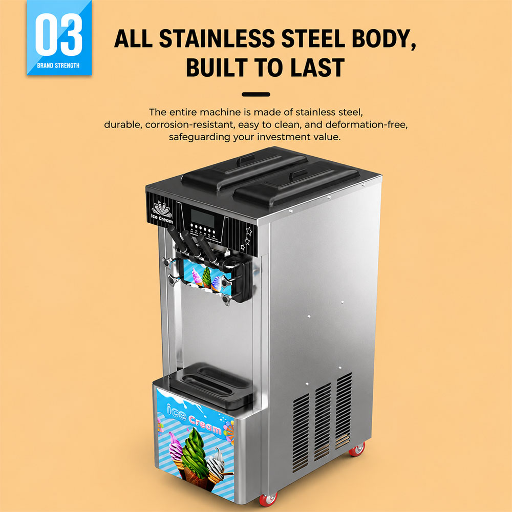 DUTRIE Ice Cream Maker Commercial Mesin Pembuat Es Krim 3 Rasa 1300 W - ZB-BQL268 Gambar produk DUTRIE Ice Cream Maker Commercial Mesin Pembuat Es Krim 3 Rasa 1300 W - ZB-BQL268 - 3