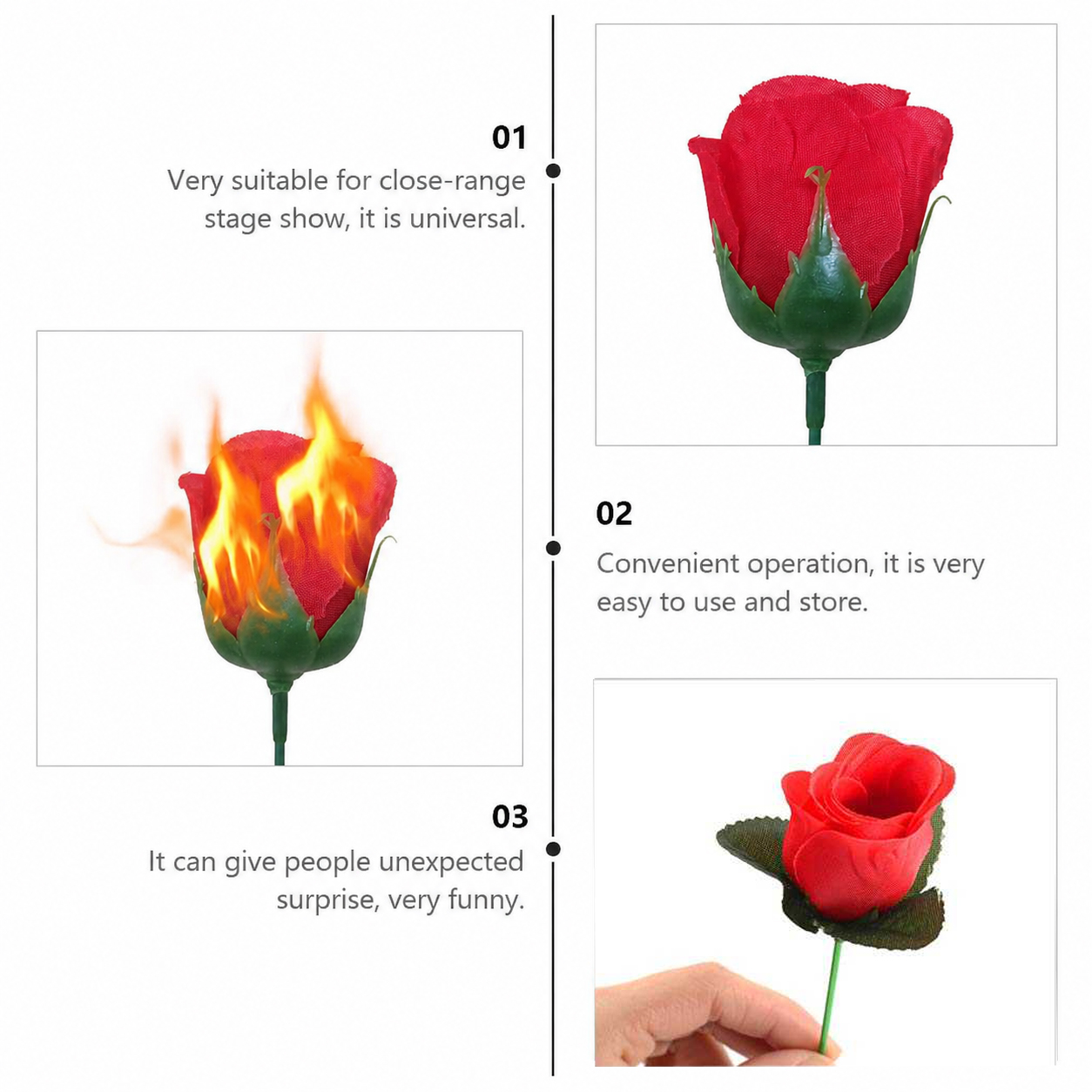 Firlar Sulap Bunga Mawar Api Torch to Rose Flower Magic Trick - 82120 Gambar produk Firlar Sulap Bunga Mawar Api Torch to Rose Flower Magic Trick - 82120 - 3