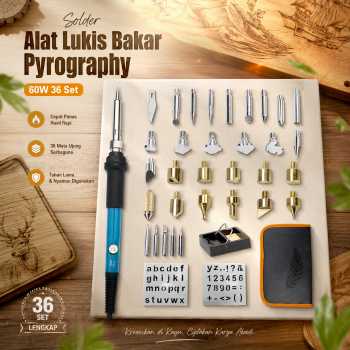 VIXSON Solder Alat Lukis Bakar Wood Burning Pen Pyrography 60W 36 Set - CS-31 D