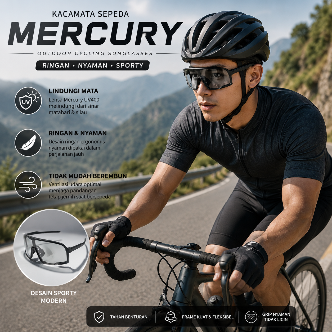 SPEZIAL Kacamata Sepeda Lensa Mercury Outdoor Cycling Sunglasses - S-22 Gambar produk SPEZIAL Kacamata Sepeda Lensa Mercury Outdoor Cycling Sunglasses - S-22 - Utama