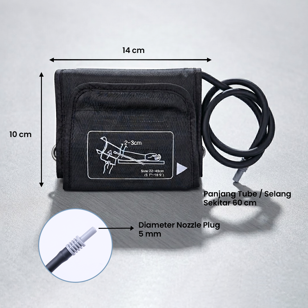 TaffOmicron Manset Tensimeter Dewasa Universal Arm Cuff Replacement 22-48cm - B02 Gambar produk TaffOmicron Manset Tensimeter Dewasa Universal Arm Cuff Replacement 22-48cm - B02 - 8
