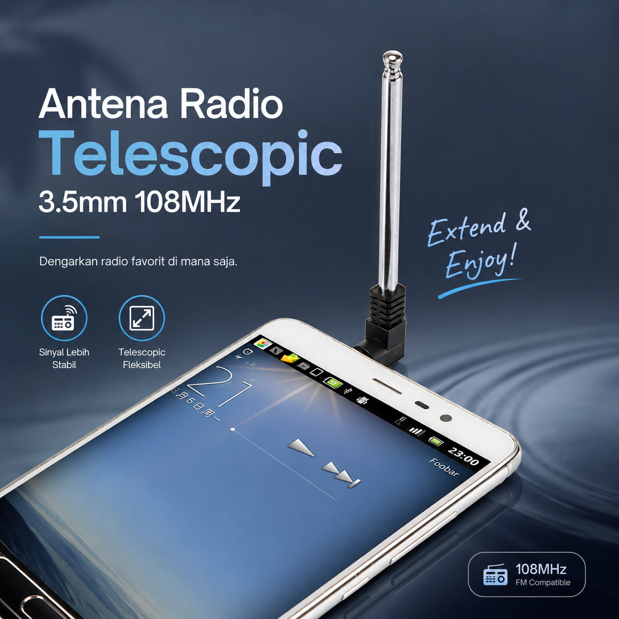 Antena Radio Portable Telescopic 3.5mm Jack 108MHz Gambar produk Antena Radio Portable Telescopic 3.5mm Jack 108MHz - Utama