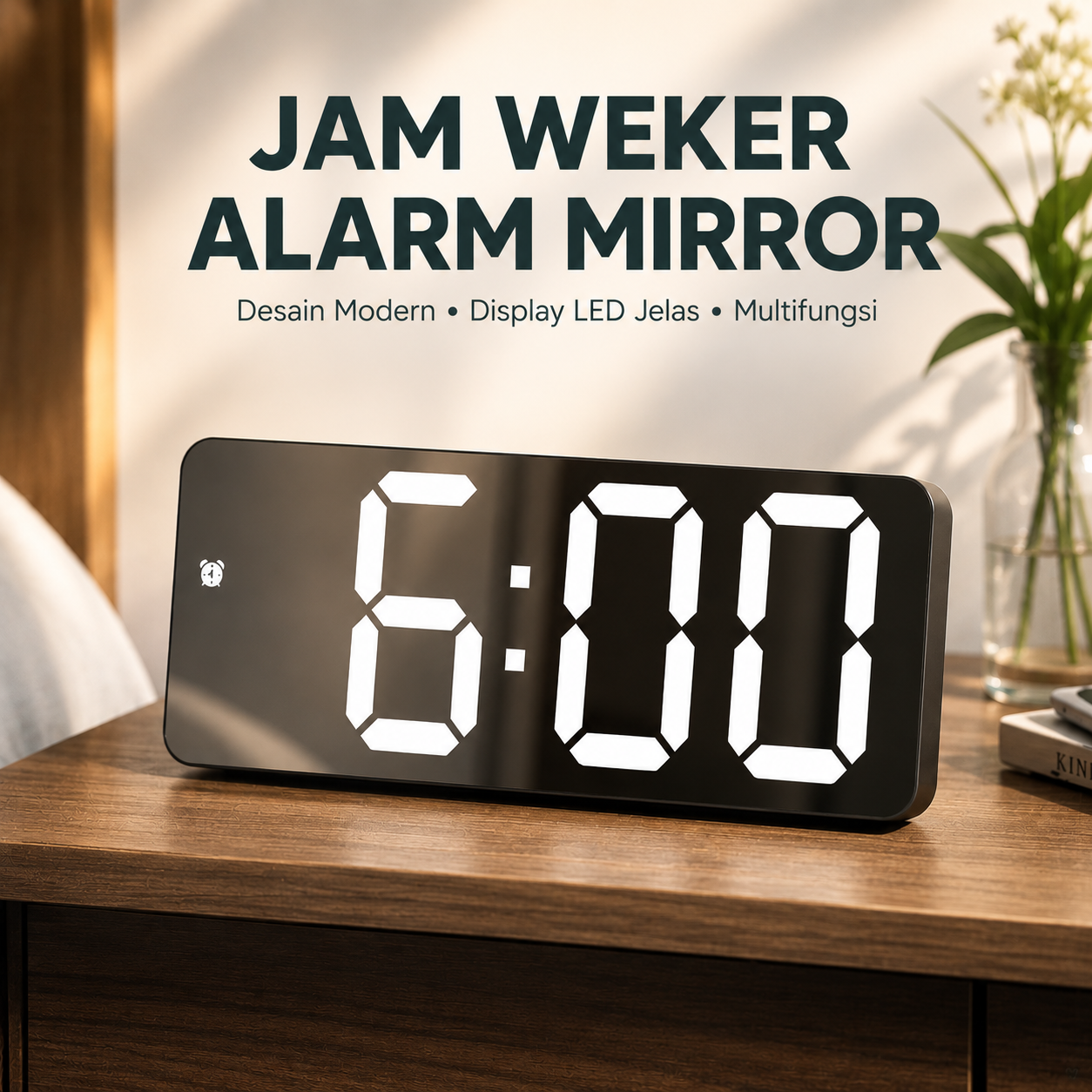 NieNie Jam Weker Alarm Mirror Digital Clock Temperature - GH-0712L Gambar produk NieNie Jam Weker Alarm Mirror Digital Clock Temperature - GH-0712L - Utama