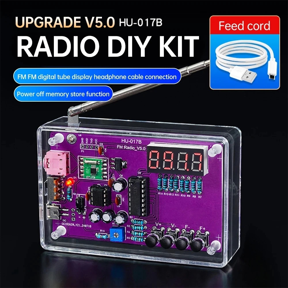 DIYLEARN Radio FM DIY Portable RDA5807 Module Frequency 87-108MHz - HU-017B Gambar produk DIYLEARN Radio FM DIY Portable RDA5807 Module Frequency 87-108MHz - HU-017B - Utama